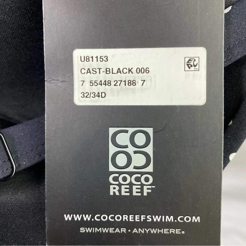 Coco Reef Bra Sized Clarity Dots Cast Black Back Tie for Custom Fit 32/34D